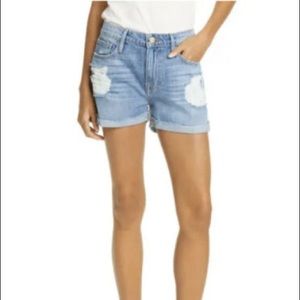 Frame denim le grand garçon short distressed jean shorts denim